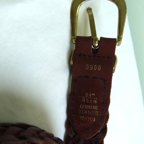 Vintage Leather Braided Belt Brass Buckle BoHo Chic Haute Hippie Rodeo Gal - Picture 4 of 9